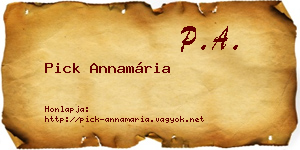 Pick Annamária névjegykártya